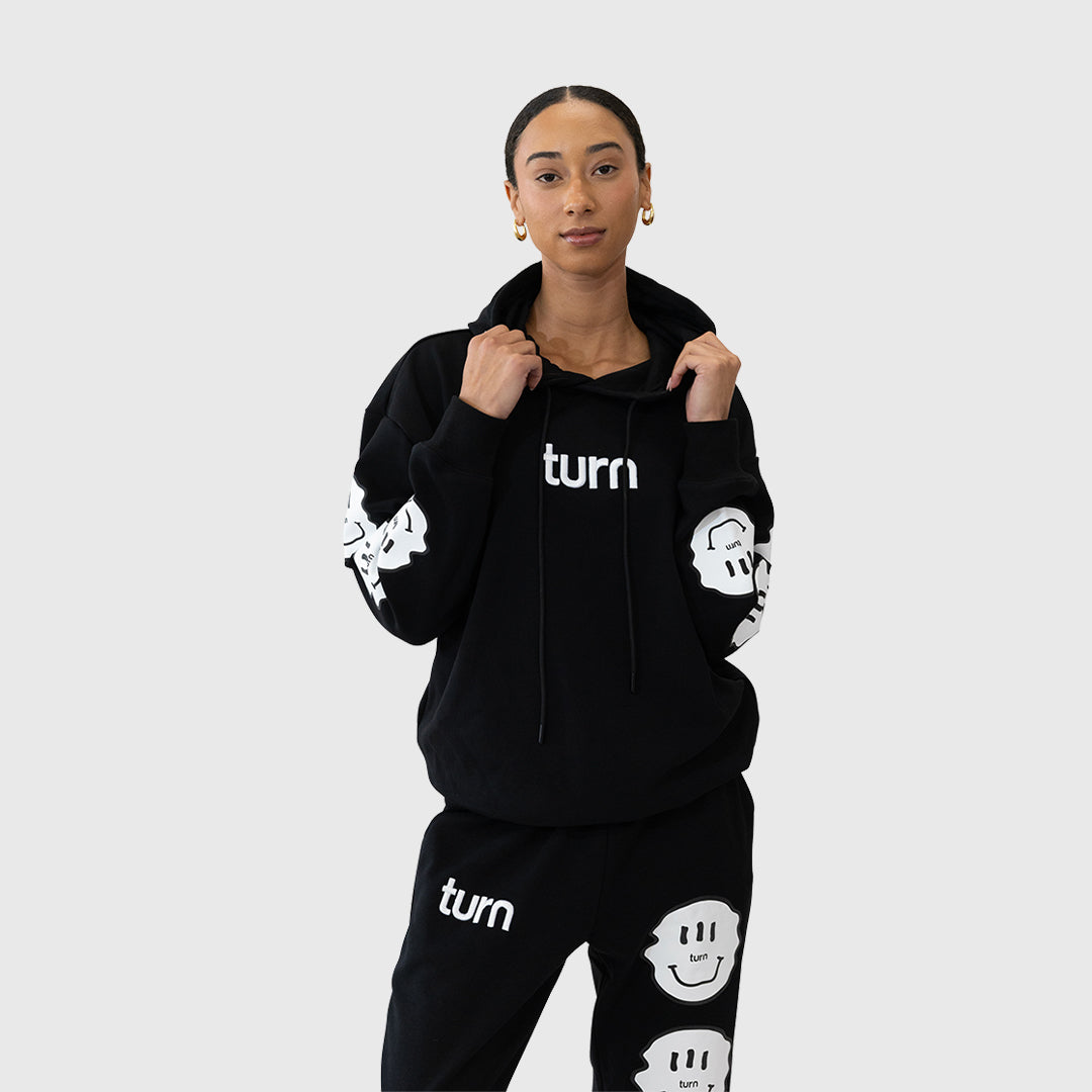 triple white smiley hoodie