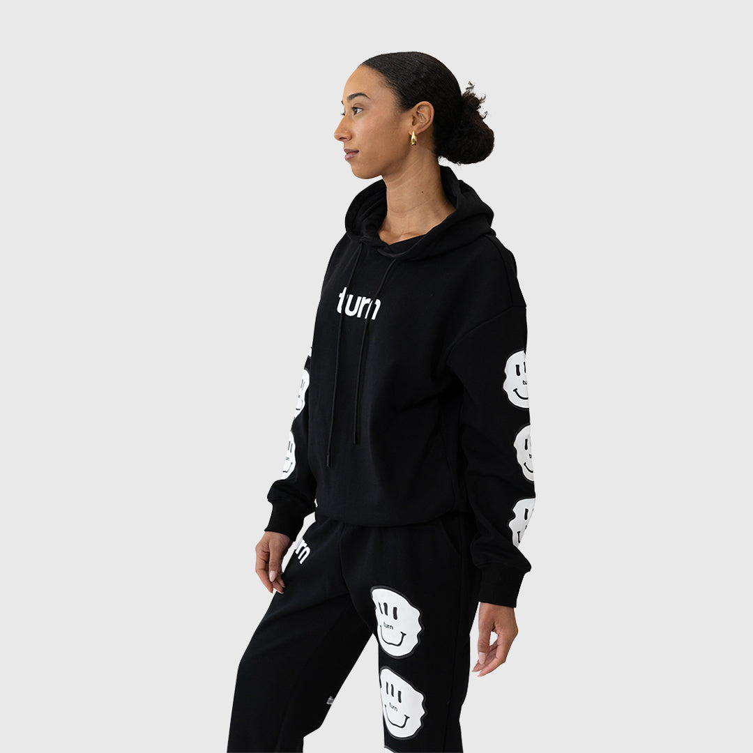 triple white smiley hoodie