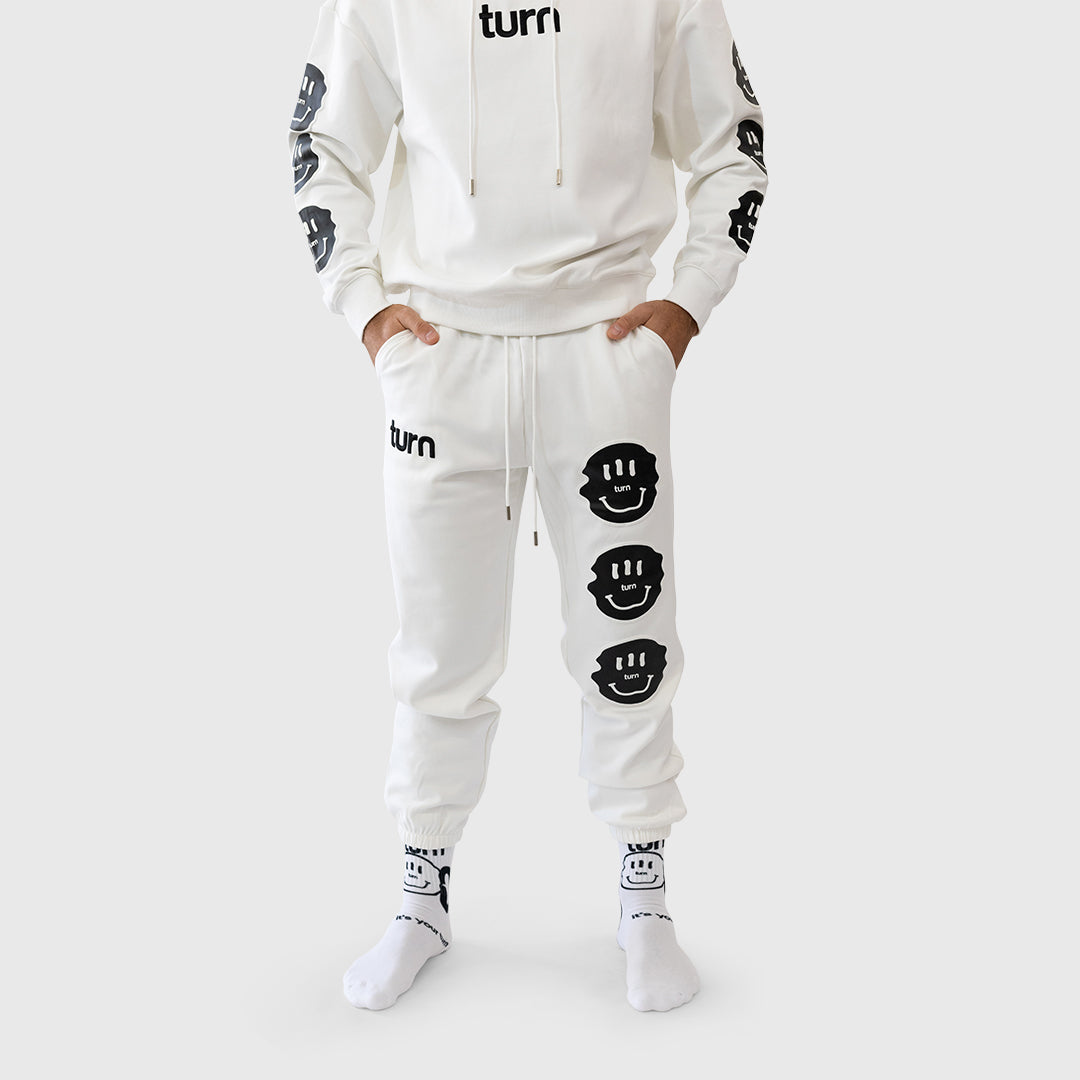 triple black smiley joggers
