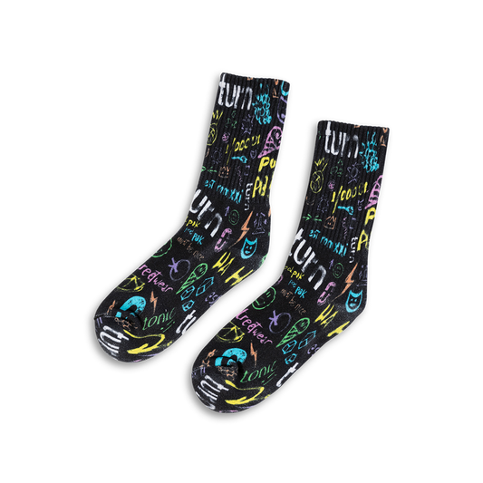 rainbow graffiti socks