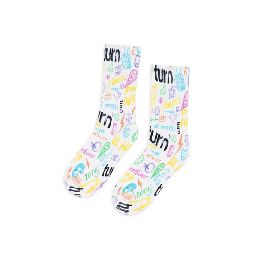 rainbow graffiti socks