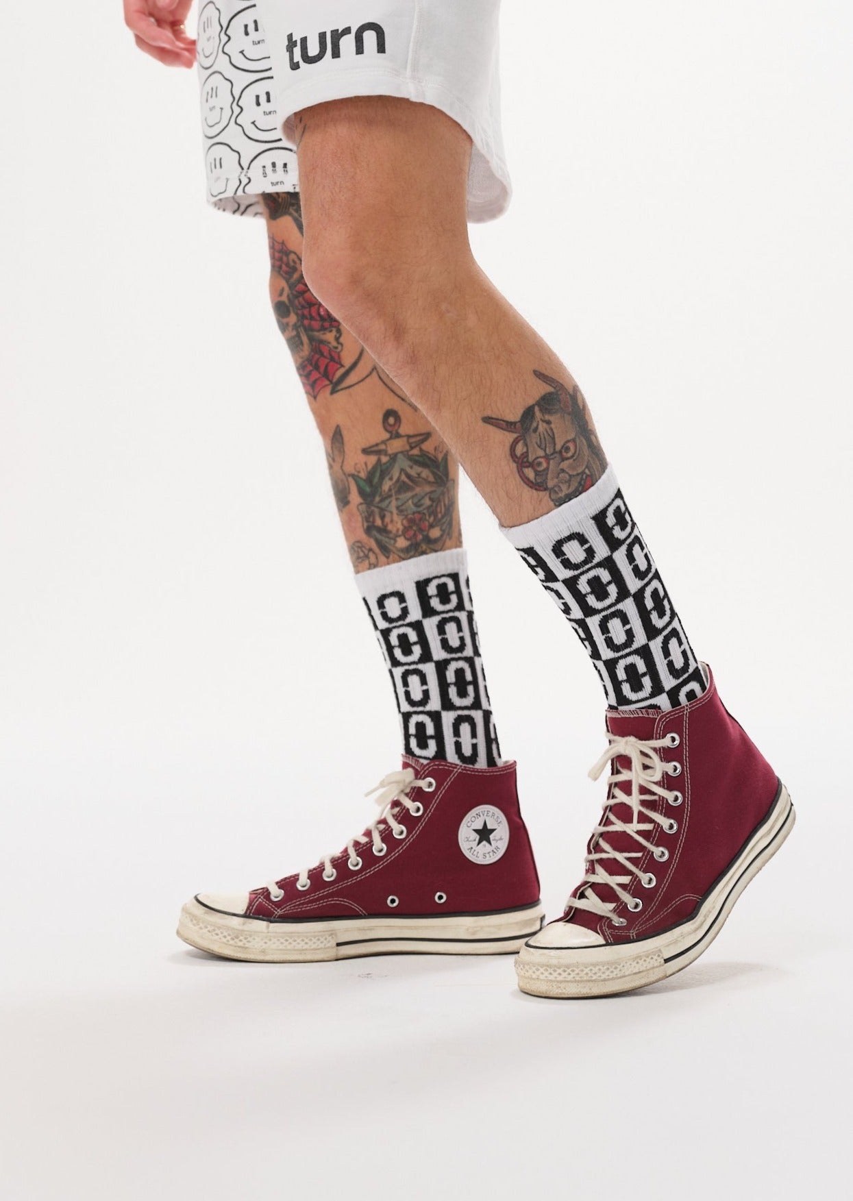 logo pattern socks