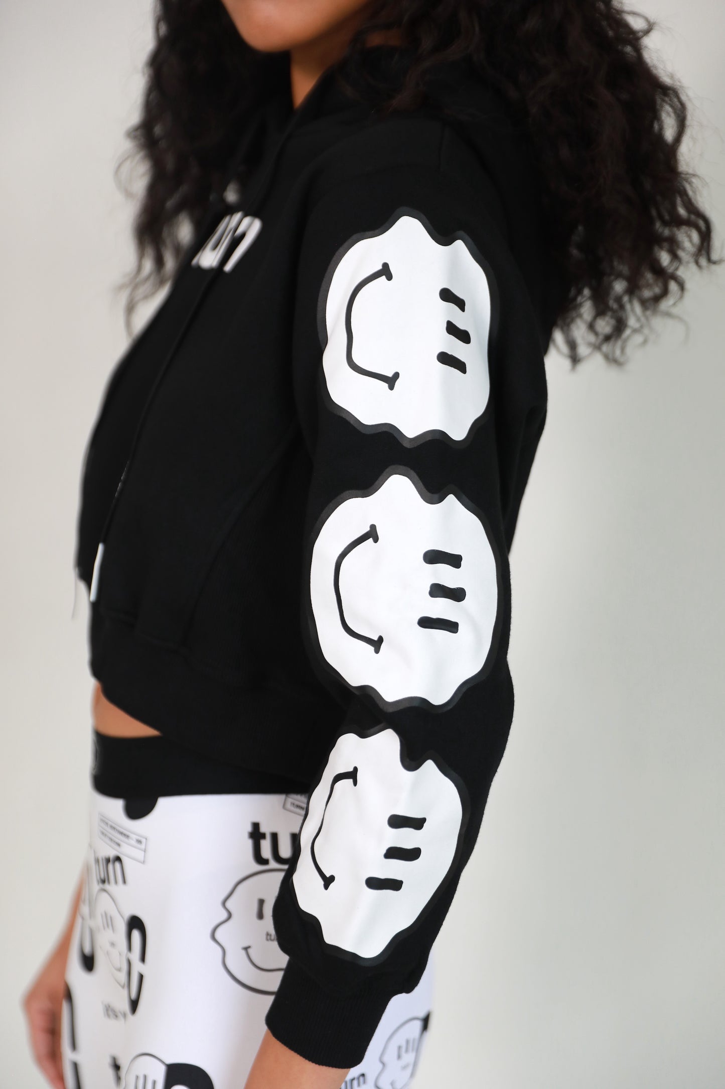 smiley crop hoodie