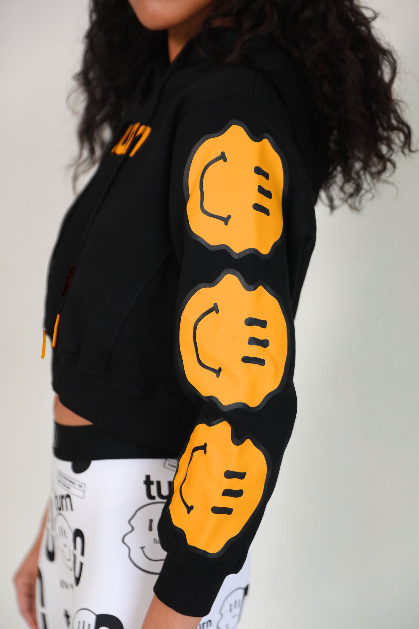 smiley crop hoodie