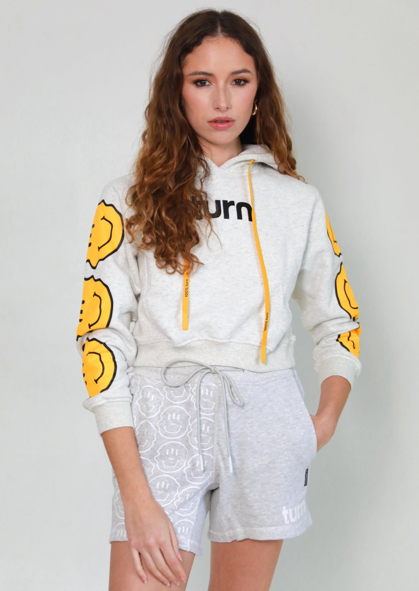 smiley crop hoodie