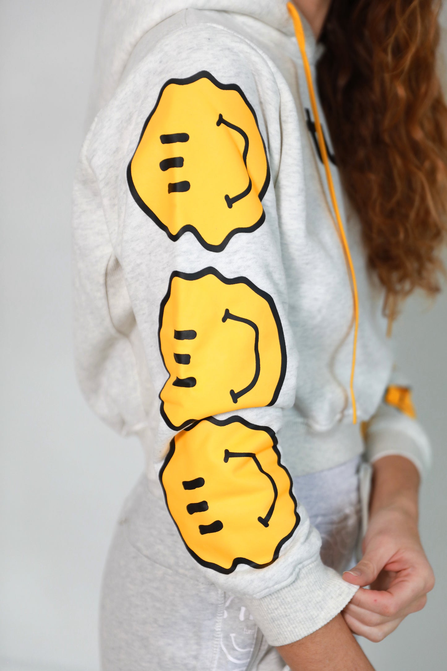 smiley crop hoodie